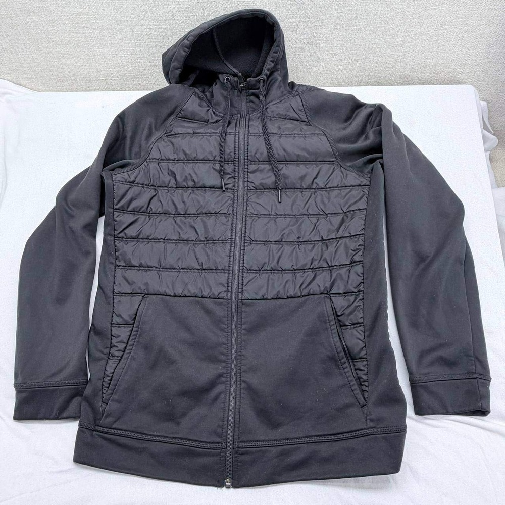 Nike Mens Hybrid Quilted Puffer Hoodie Black Full Zip Therma-FIT Jacket Small